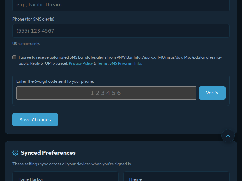 OTP verification code input after phone number submission